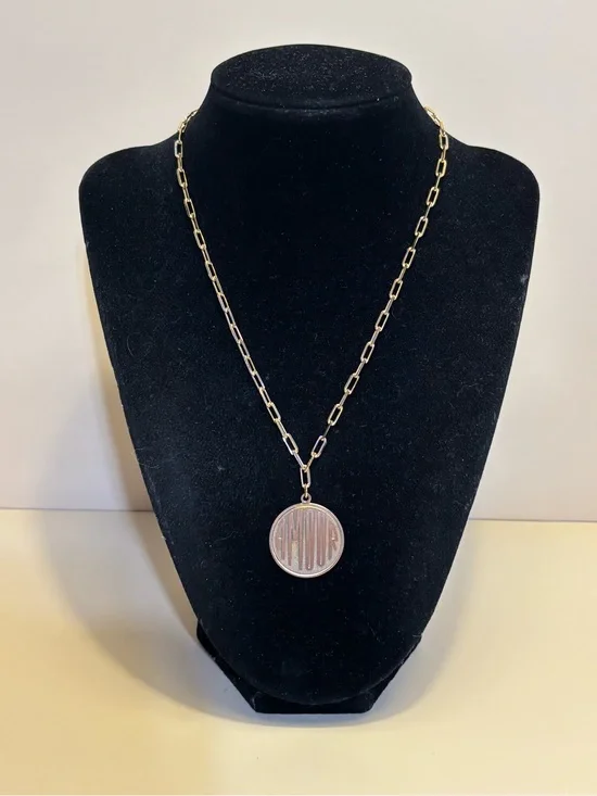Logan Tay Gold Filled Vintage Brass Amour Charm Pendant Chain Necklace 16”