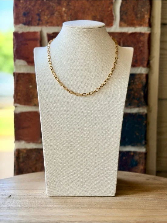 Gold Hammered Cable Link Chain