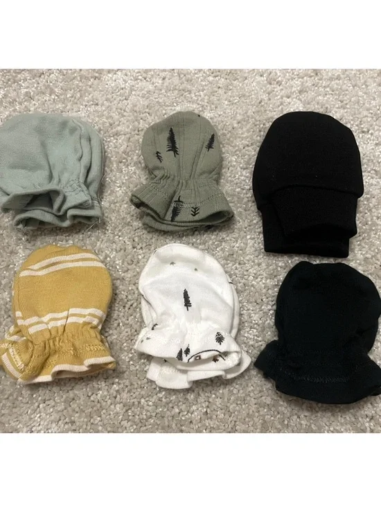 Gerber Baby Mittens Set - Sage, Olive, Mustard, White, two Black