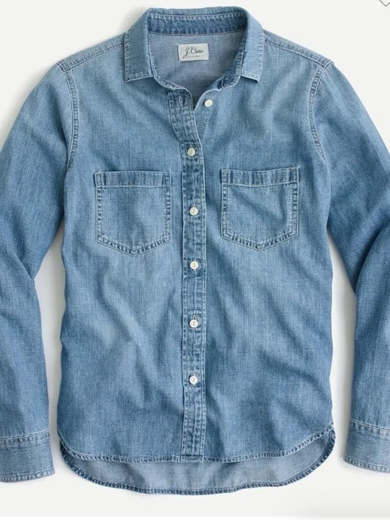 J. Crew Denim Button-Down Shirt Large