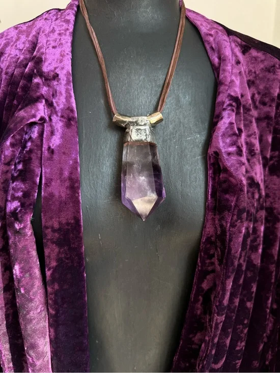 Amethyst Point Pendant Necklace statement jewelry chunky necklace boho gothic