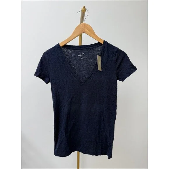 J. Crew Navy Deep V Short Sleeve Tee
