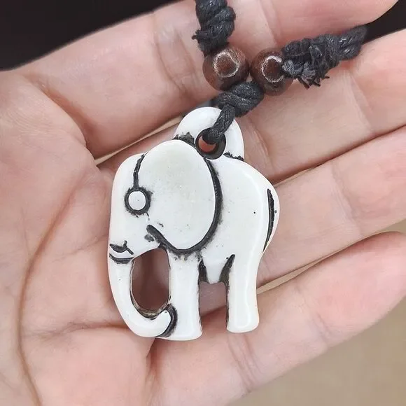 tribal white elephant necklace