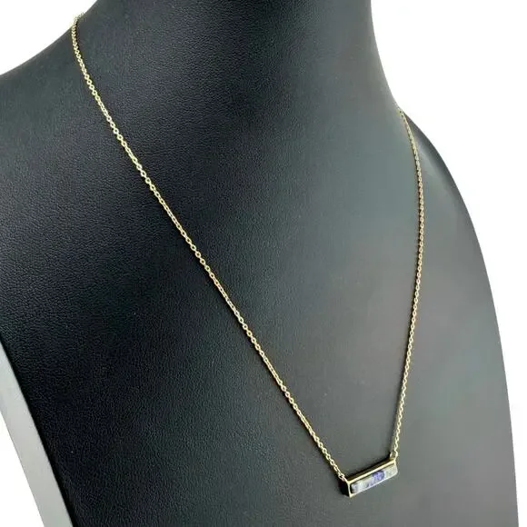 Loren Olivia Modern Minimalist Dainty Denim Lapis Lazuli Pendant 18