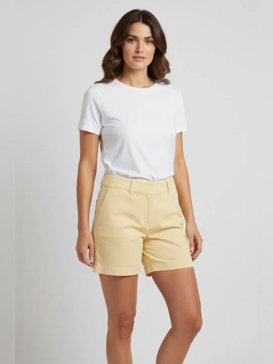 J Crew Women’s Size 6 Classic Twill City Fit Broken In Chinos Shorts Yellow