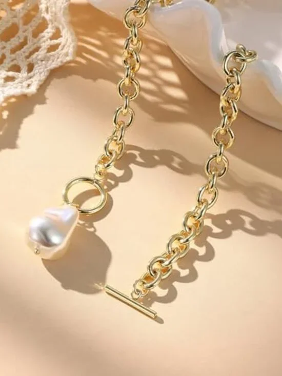 New -  16k Gold Plated Chunky Gold Plated Necklace‎ for Women Non Tarnish, 36''