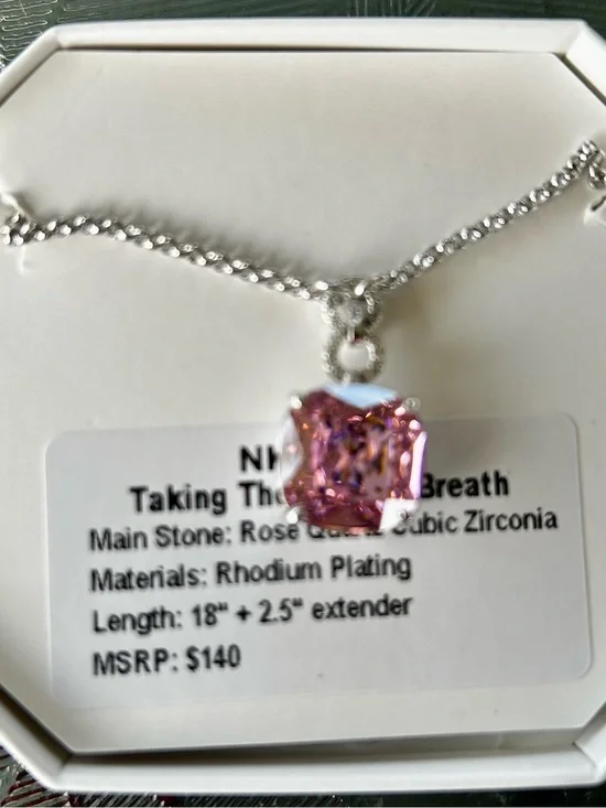 Bomb Party OG Necklace with Rose Quartz Cubic Zirconia Pendant