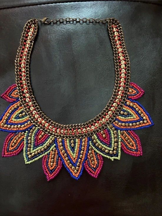 Boho Multicolor Beaded Statement Necklace