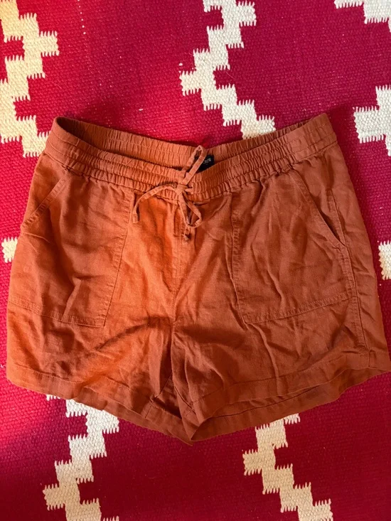 J. Crew Rust Drawstring Linen-Blend Women's Shorts