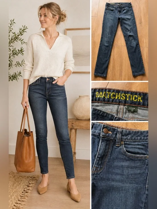 J.Crew‎ Matchstick Women’s Stretch Jeans Size 27R Dark Wash Skinny Denim