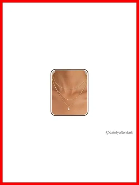 14K Gold Plated Layered Necklace Set Dainty Stack Gold Chains