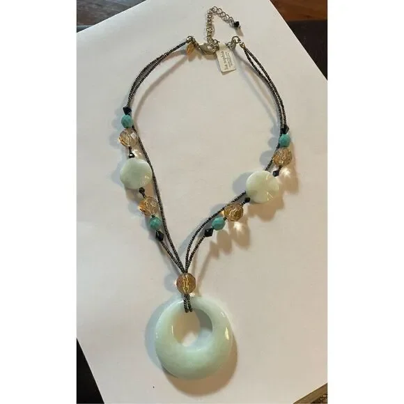 Lia Sophia Jade Beaded Necklace Double Strand