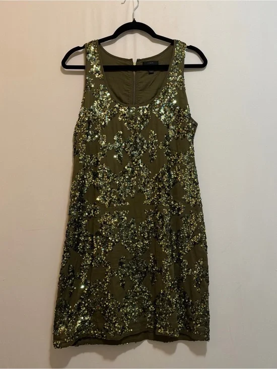 J. Crew Olive Sequin Midi Tank Dress size 6