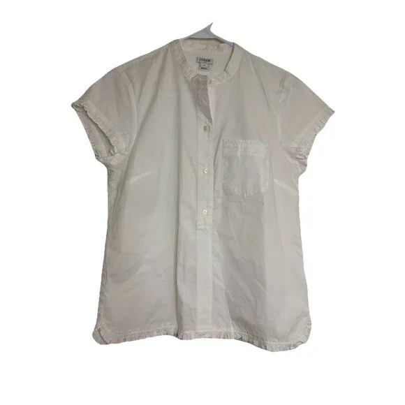 J.Crew Flutter Sleeve Top White Cotton Size XS Button Pocket