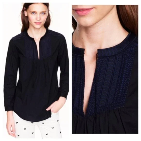 J. Crew Embroidered Bib Peasant Top 6