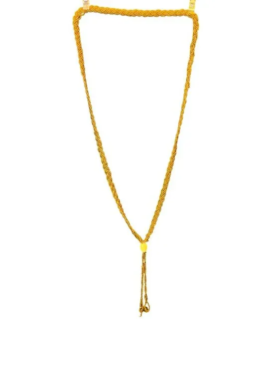Vintage Gold Beaded Braided Necklace With Tassel Pendant  READ