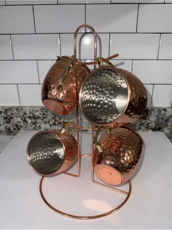 Eco One Moscow Mule Copper Mugs by Silver One Int'l 4 Mugs and Tree New