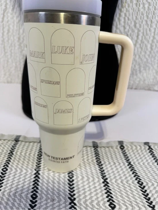 New Testament Cream Travel Mug with Handle