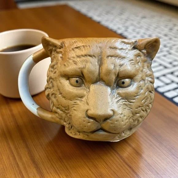 Monkey Jungle 3D Lion Face Mug Brown Porcelain Animal Theme 4
