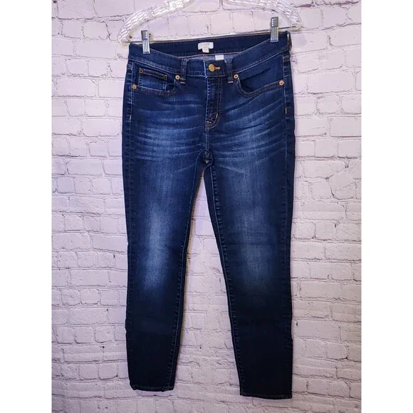 J. Crew Stretch Skinny Jeans Womens 28 Dark Wash Low Rise Denim