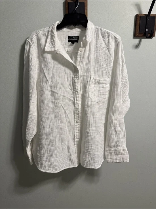 J. Crew White Textured Cotton Button-Down Shirt 18