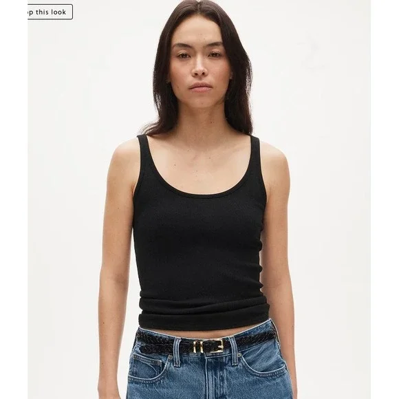 J. Crew tank sustainable Cotton Scoop Neck Tank Top Black Size S Re-Imagined‎