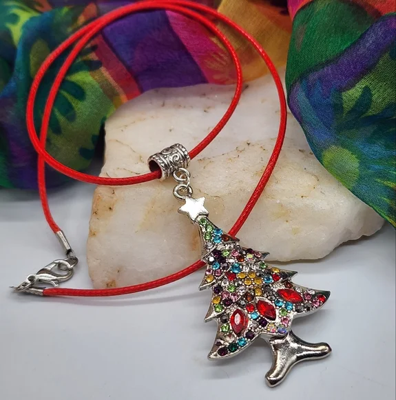 ❤️Silver Pendant Green Tree Ornaments Holiday Boho Gift Hypoallergenic Jewelry