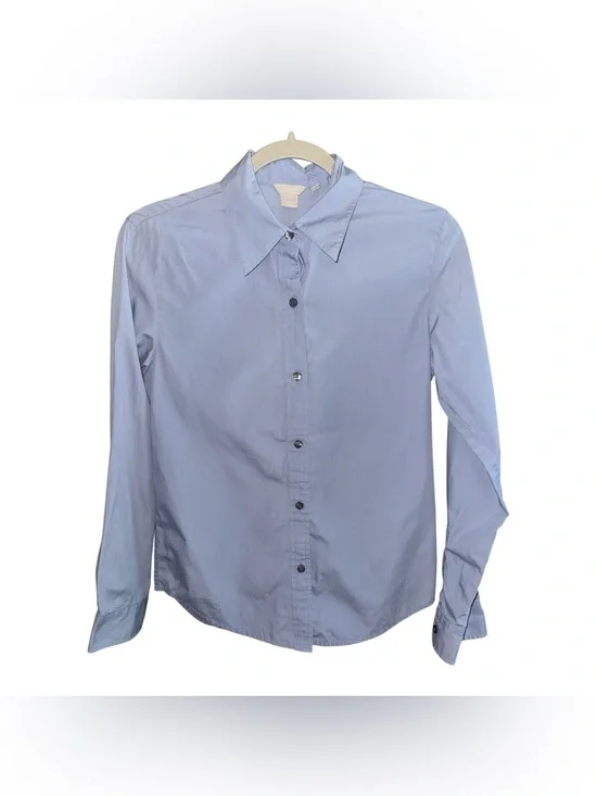 J. Crew Women’s Pale Cloud Blue Long-Sleeve Dress Shirt 100% Cotton Work Top XS