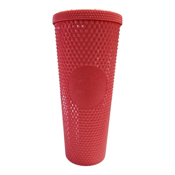 Starbucks Tumbler Dragon Fruit‎ Coral Pink Studded Bling 24oz Cup ( NO STRAW )
