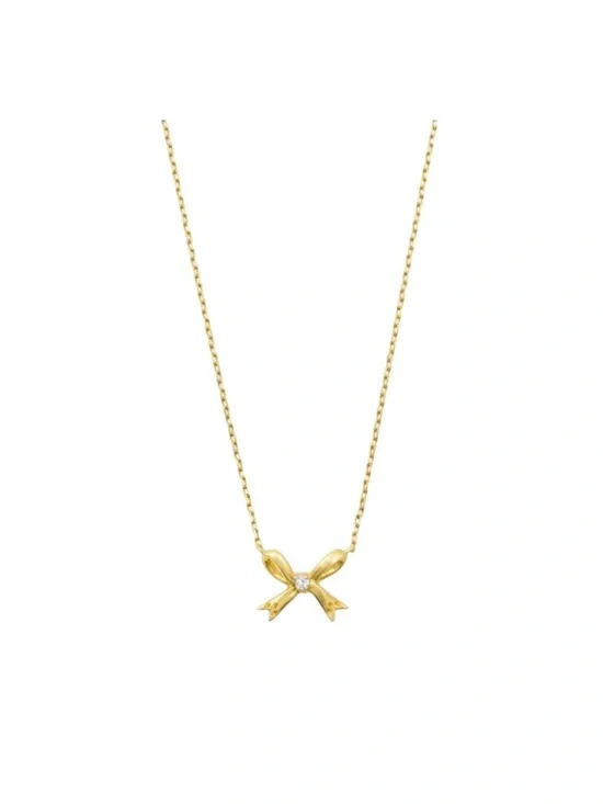 Kendra Scott Gold Bow Necklace with Center Crystal