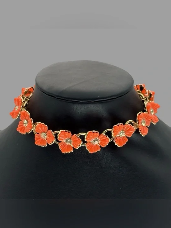 Vintage Thermoset Floral Necklace - 16