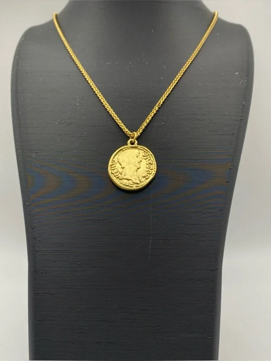 J.Crew Gold-Plated Celestial Sun & Stamped Coin Medallion Pendant Necklace
