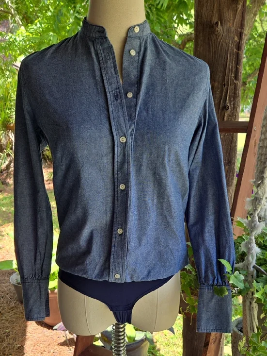 J. Crew Denim Button Front Long Sleeve Bodysuit Size 00