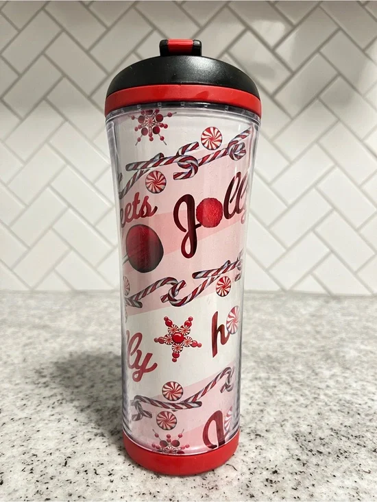Starbucks Coffee 2007 Holiday Joy Hope Sweets Candy Cane Travel Tumbler 16 oz