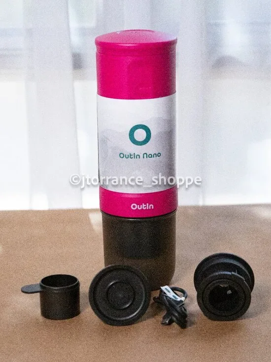 PINK ~ OUTIN Nano Portable Espresso Machine - Rechargeable Self-Heating