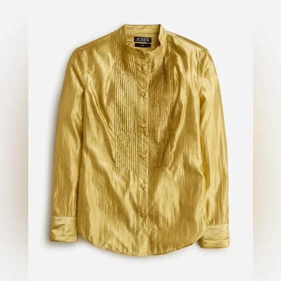J.Crew Slim-fit tuxedo shirt in gold lamé BN103