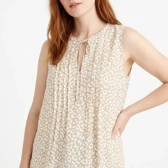 NWT J.CREW Beige Abstract Lightweight Top Women Size XXL
