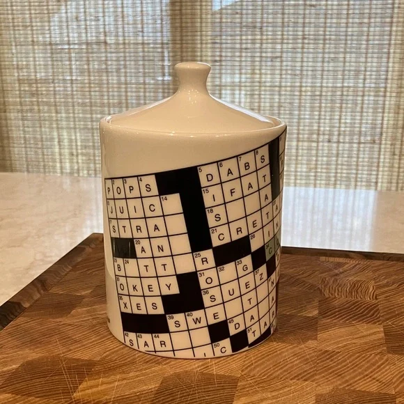 NYT Crossword Puzzle Coffee canister ceramic covered jar Fishs Eddy