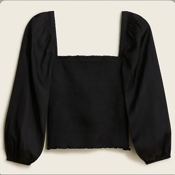 NWT‎ J. Crew Squareneck Smocked Featherweight Satin Top