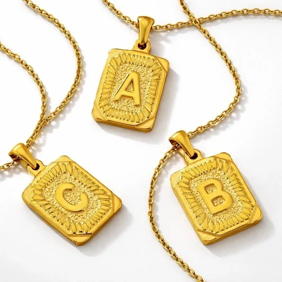 Gold Monogram Initial Necklace (K) (9024)