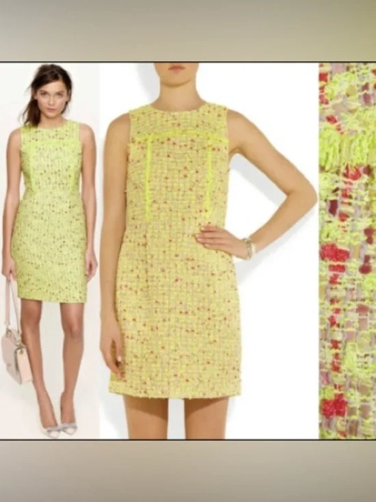 J.Crew Collection yellow neon tweed sleeveless dress size 00