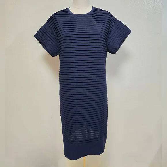 J. Crew Pleated Chiffon Mini Shift Dress Navy Size 2