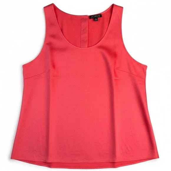 J Crew Blouse Top XL Coral Sleeveless Button Back Buttons‎ Lightweight Travel