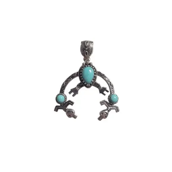 Artisan Crafted Tahoe Nevada Turquoise Pendant in Sterling Silver