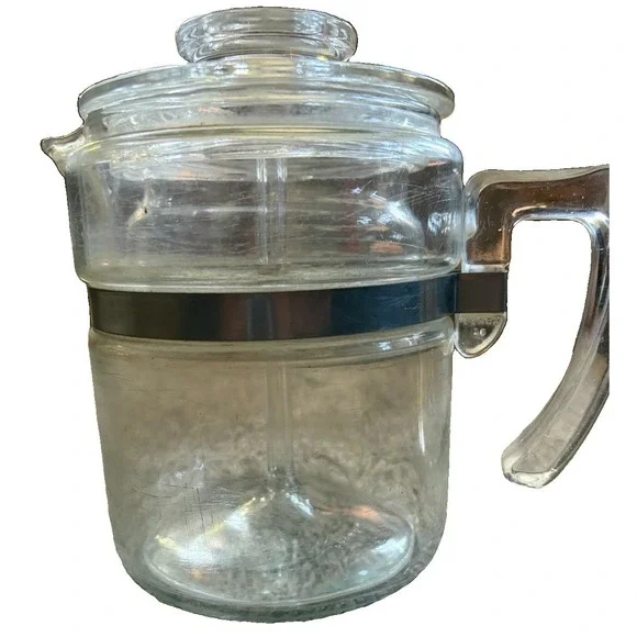 Vintage Pyrex Flameware 6 Cup Glass Percolator Coffee Pot Complete 7756-B USA