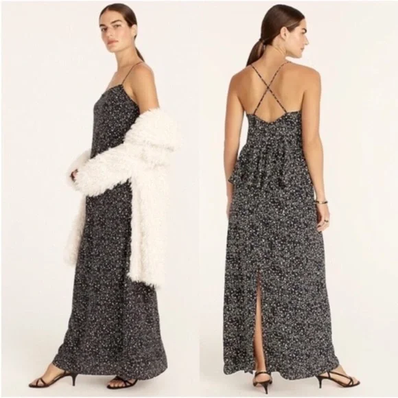 J. Crew ruffle back silk dress in Starry Sky print Size 8