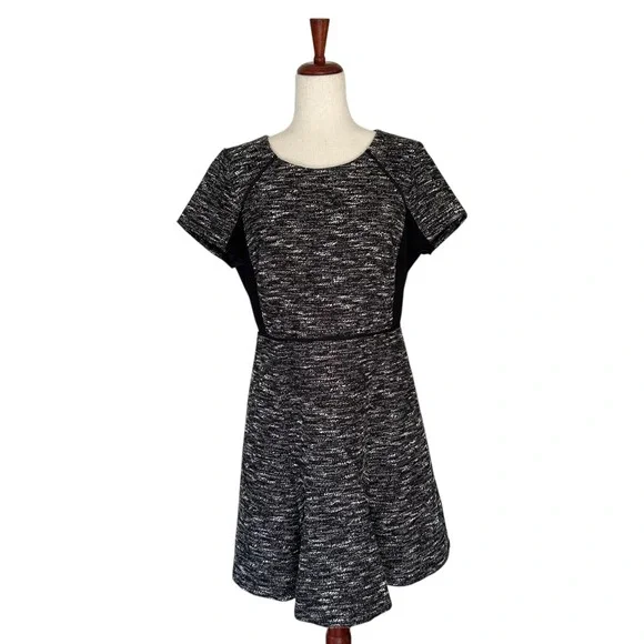 J. Crew J.Crew Dress 12 Mixed Tweed Boucle Fit Flare Flounce A-Line Midi (2)‎