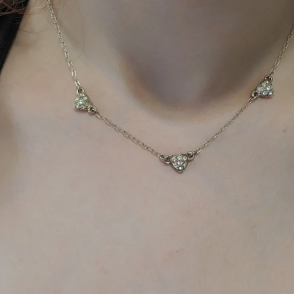 N3327 sterling crystal heart choker high‎ end