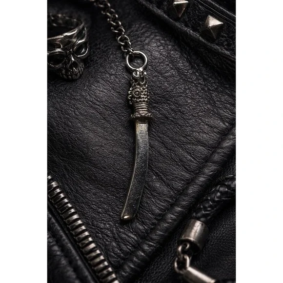 Mini Sword Dagger Pendant Charm Silver Tone Ornate‎ Handle 2