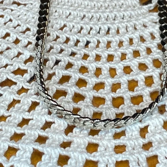 Intricate Silver Beaded Necklace with Symmetrical Design